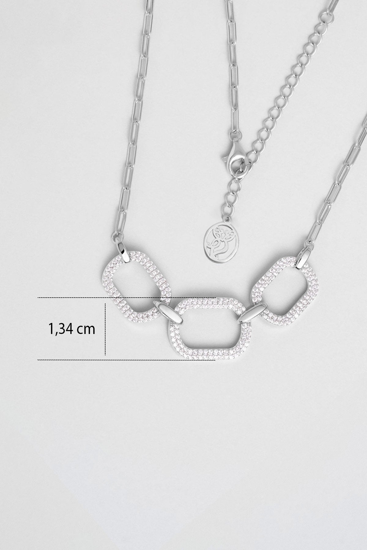 Modern Miras 18 Ayar Beyaz Altın Kaplama 45 Cm Gümüş Kolye 5165030199