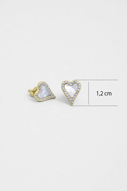 Sedef Kalbi 18 Ayar Sarı Altın Kaplama Gümüş Kalp Küpe 5165294644