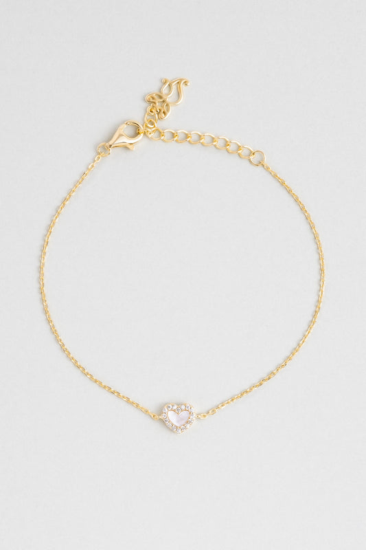 Sedef Kalbi 18 Ayar Sarı Altın Kaplama 19 Cm Gümüş Minimal Bileklik 5165304644