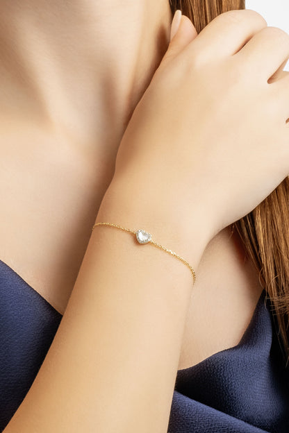 Sedef Kalbi 18 Ayar Sarı Altın Kaplama 19 Cm Gümüş Minimal Bileklik 5165304644