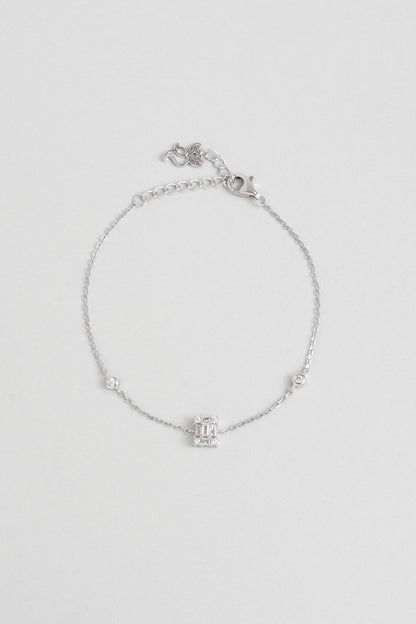 Minimal 18 Ayar Beyaz Altın Kaplama 19 Cm Gümüş Baget Bileklik 5165360199