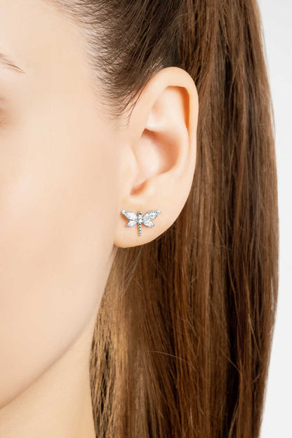 Rüzgarın Arkadaşı 18 Ayar Beyaz Altın Kaplama Gümüş Yusufçuk Küpe 5165640199