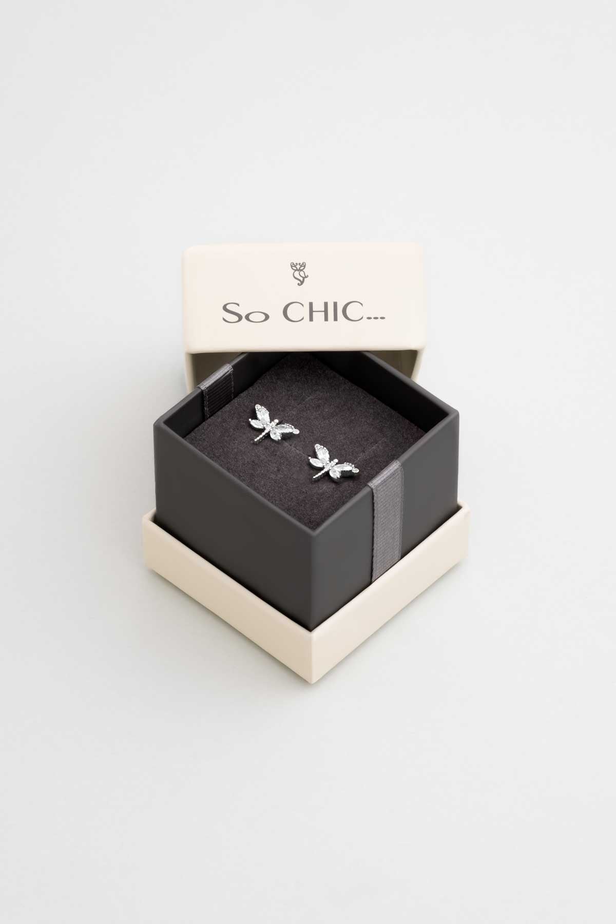 Rüzgarın Arkadaşı 18 Ayar Beyaz Altın Kaplama Gümüş Yusufçuk Küpe 5165640199