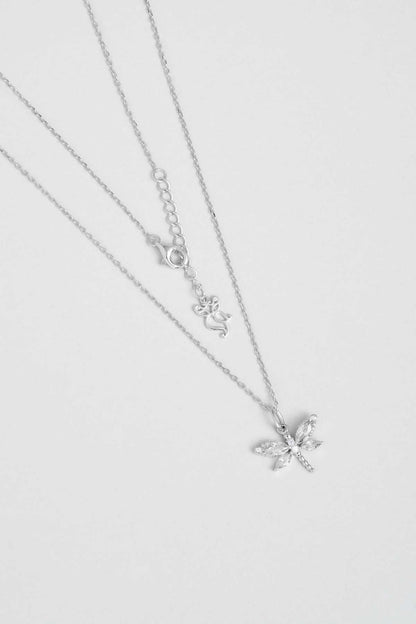 Rüzgarın Arkadaşı 18 Ayar Beyaz Altın Kaplama 45 Cm Gümüş Yusufçuk Kolye 5165650199