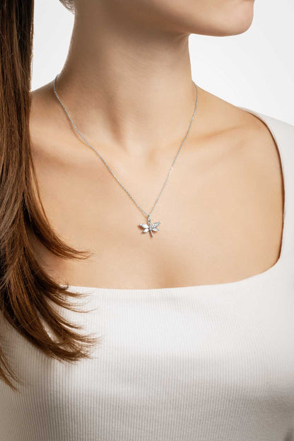 Rüzgarın Arkadaşı 18 Ayar Beyaz Altın Kaplama 45 Cm Gümüş Yusufçuk Kolye 5165650199