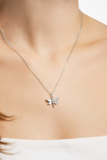 Rüzgarın Arkadaşı 18 Ayar Beyaz Altın Kaplama 45 Cm Gümüş Yusufçuk Kolye 5165650199