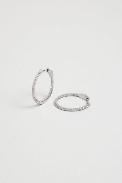 Sade Işıltı 18 Ayar Beyaz Altın Kaplama Gümüş Halka Küpe 5165830199