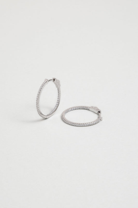 Sade Işıltı 18 Ayar Beyaz Altın Kaplama Gümüş Halka Küpe 5165830199