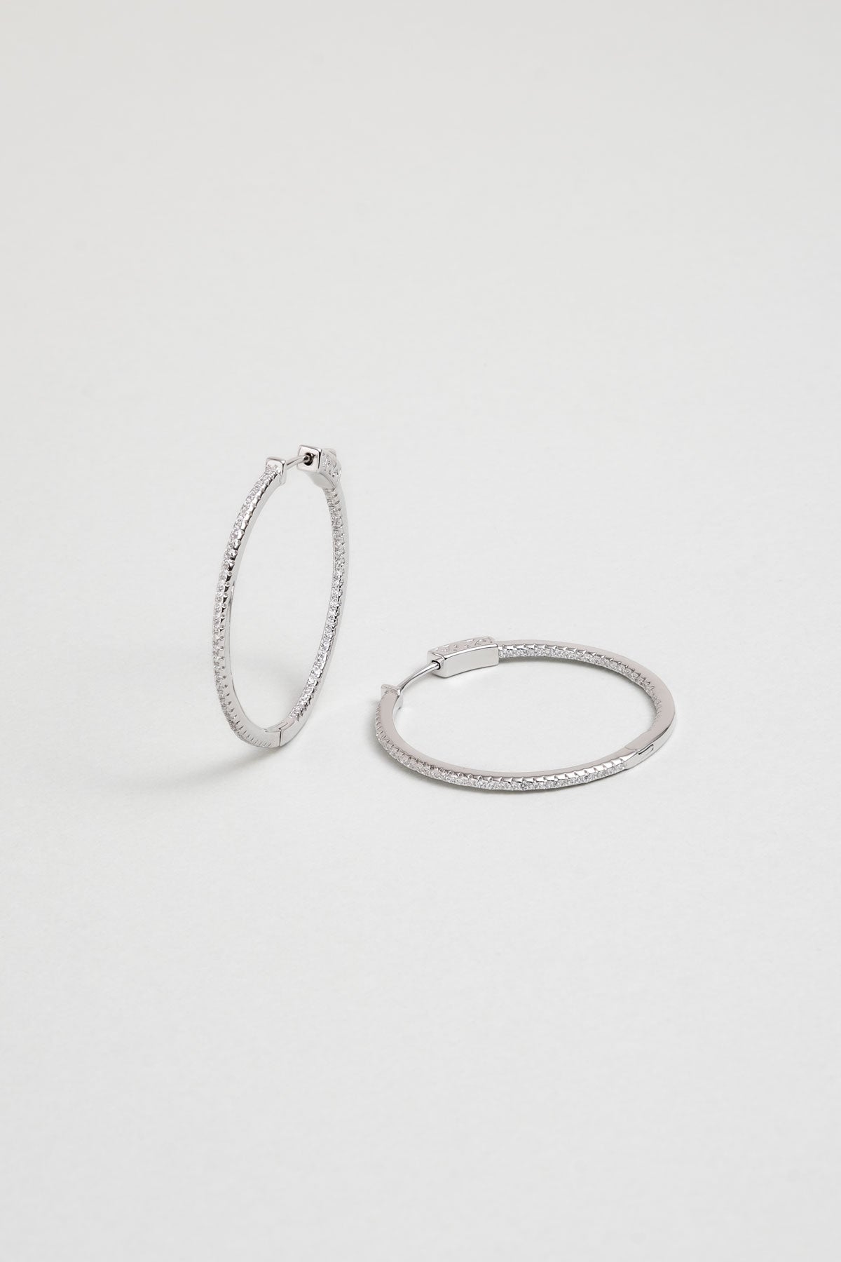 Kusursuz Parlaklık 18 Ayar Beyaz Altın Kaplama Gümüş Halka Küpe 5165850199