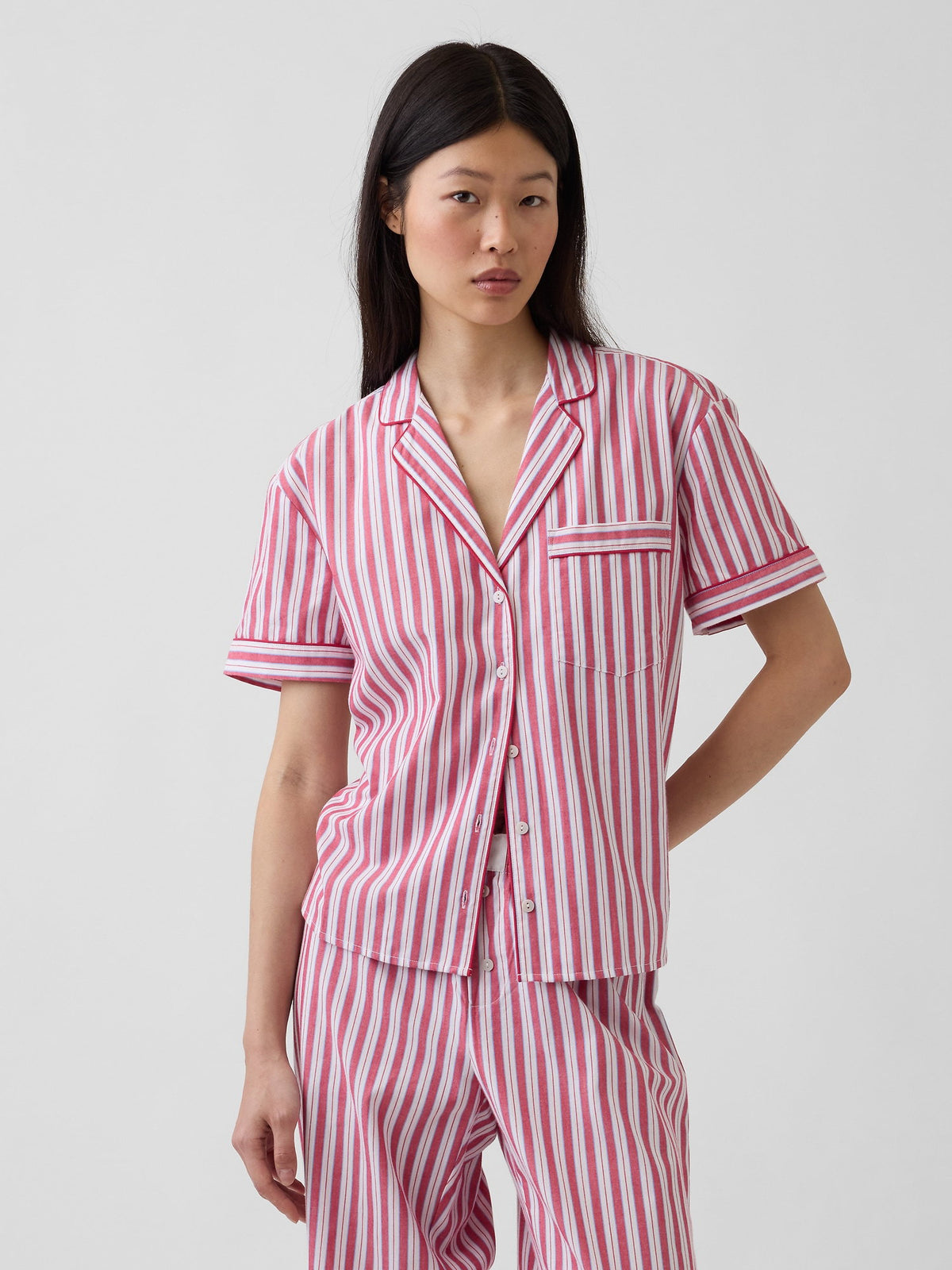 Kırmızı Poplin Pijama Üstü