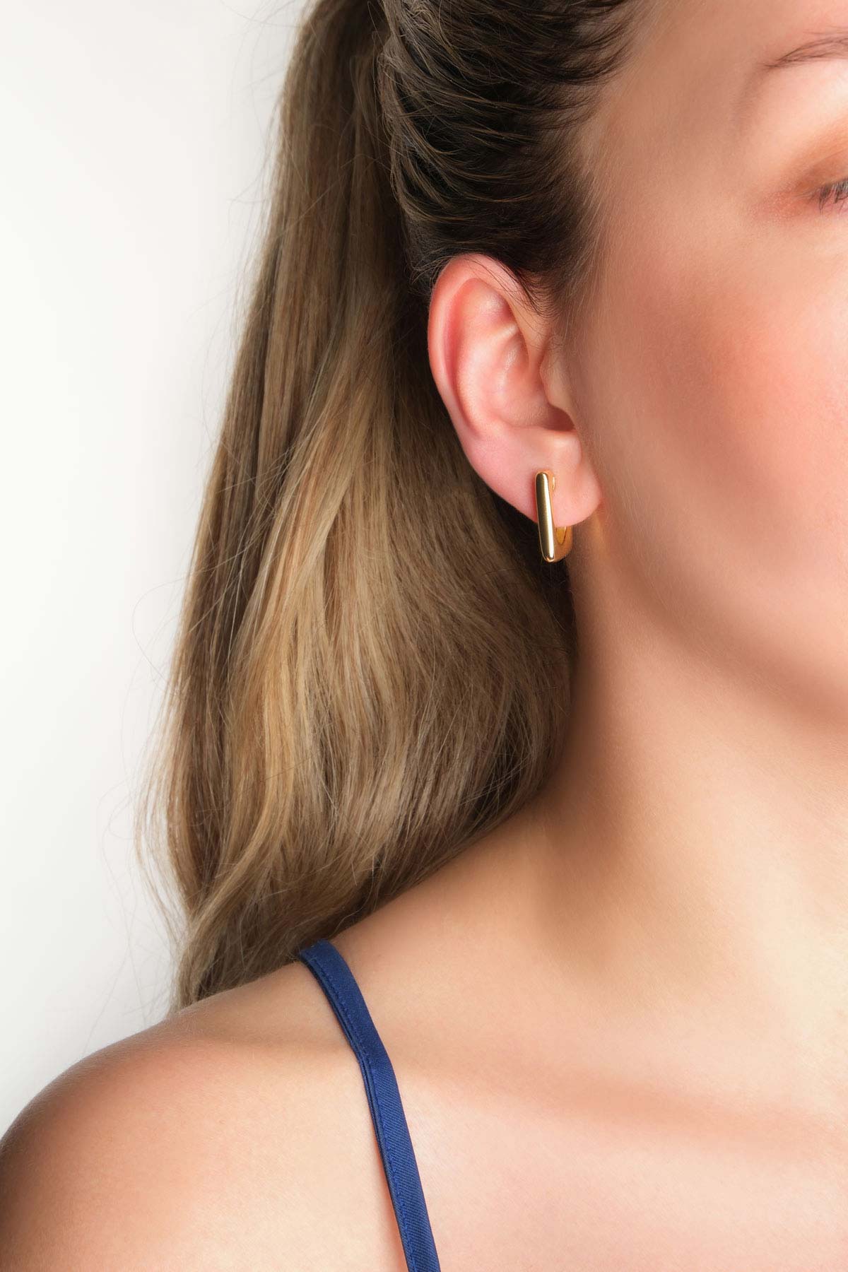 Modern Klasik 18 Ayar Sarı Altın Kaplama Gümüş Küpe 5167034499