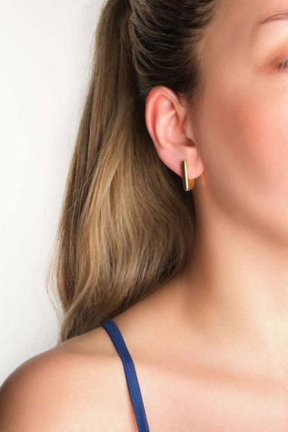 Modern Klasik 18 Ayar Sarı Altın Kaplama Gümüş Küpe 5167034499