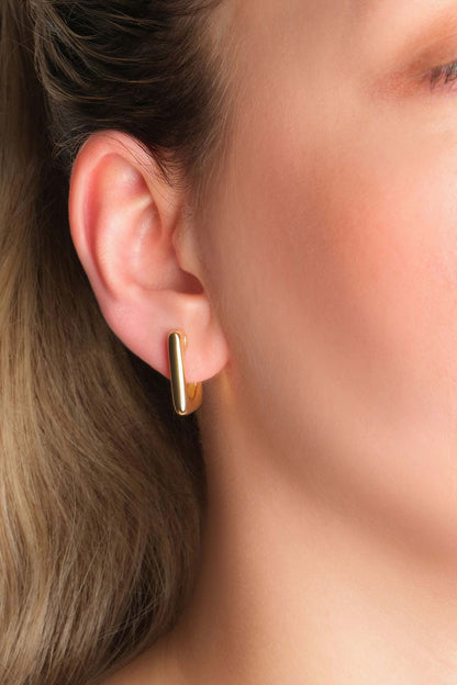 Modern Klasik 18 Ayar Sarı Altın Kaplama Gümüş Küpe 5167034499