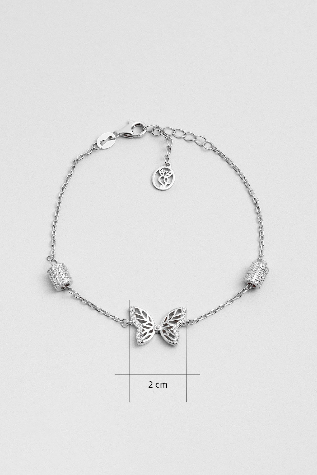 Kelebek Etkisi 18 Ayar Beyaz Altın Kaplama 18 Cm Gümüş Bileklik 5167150199