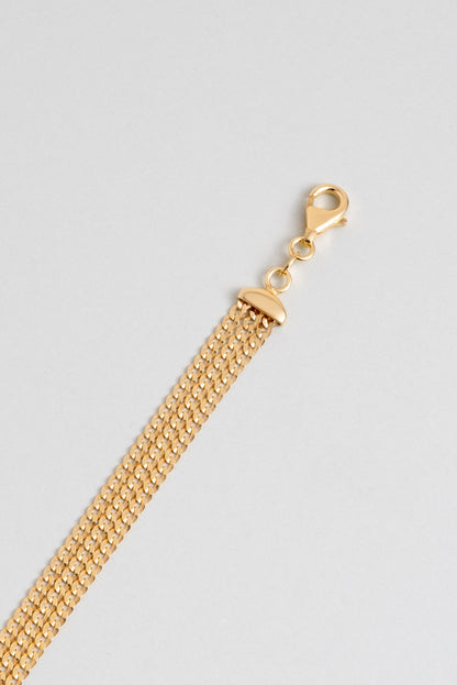 Italyan Tasarım 18 Ayar Sarı Altın Kaplama 19 Cm Gümüş Çoklu Bileklik 5167394499