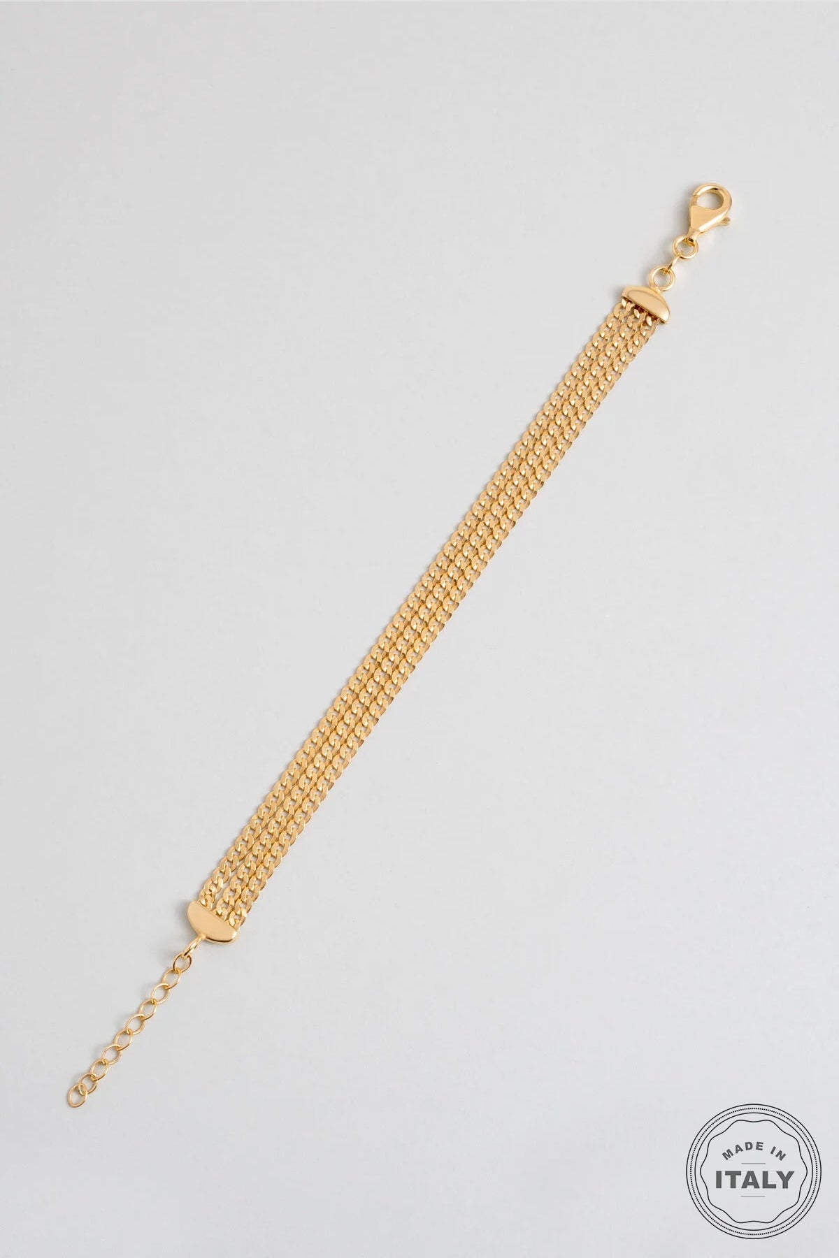 Italyan Tasarım 18 Ayar Sarı Altın Kaplama 19 Cm Gümüş Çoklu Bileklik 5167394499