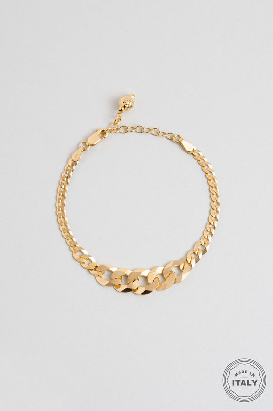 Italyan 18 Ayar Sarı Altın Kaplama 19 Cm Gümüş Zincir Bileklik 5167474499