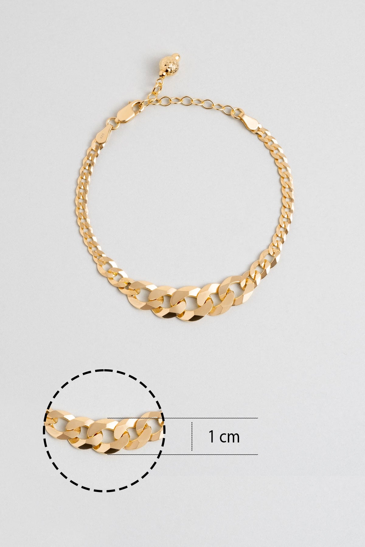 Italyan 18 Ayar Sarı Altın Kaplama 19 Cm Gümüş Zincir Bileklik 5167474499