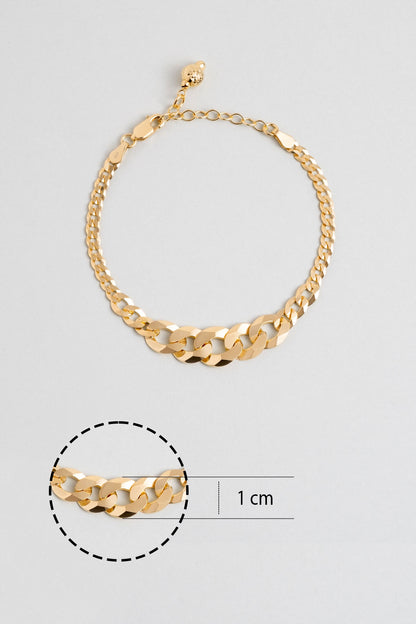 Italyan 18 Ayar Sarı Altın Kaplama 19 Cm Gümüş Zincir Bileklik 5167474499