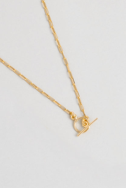 Italyan T Kilit 18 Ayar Sarı Altın Kaplama 45 Cm Gümüş Zincir Kolye 5167494499