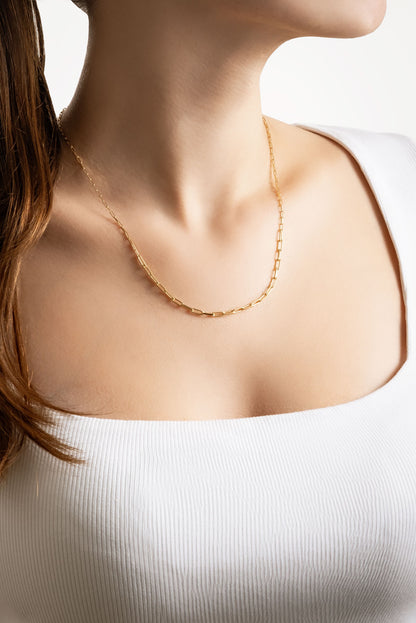 Italyan T Kilit 18 Ayar Sarı Altın Kaplama 45 Cm Gümüş Zincir Kolye 5167494499