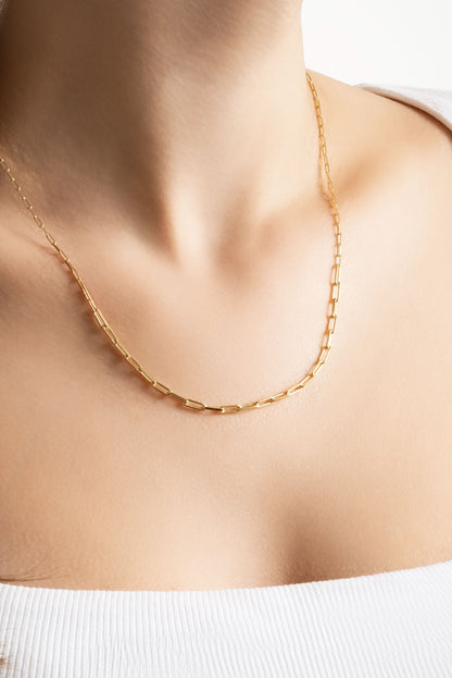 Italyan T Kilit 18 Ayar Sarı Altın Kaplama 45 Cm Gümüş Zincir Kolye 5167494499