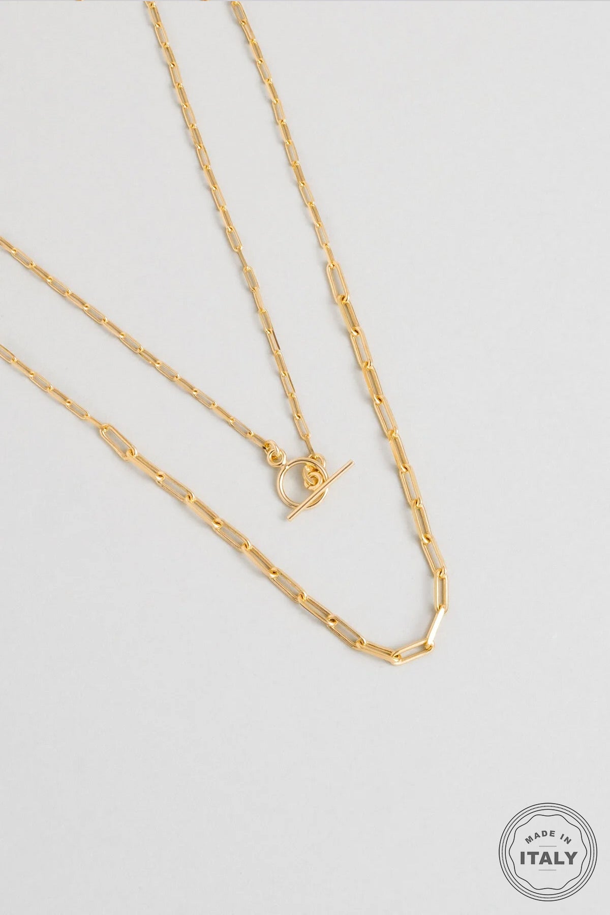 Italyan T Kilit 18 Ayar Sarı Altın Kaplama 45 Cm Gümüş Zincir Kolye 5167494499