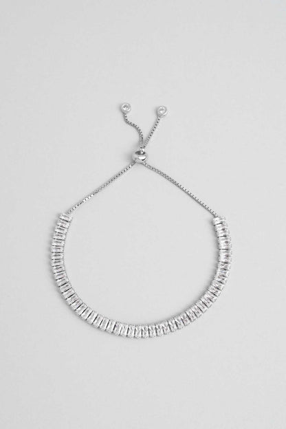 Elegant Baget 18 Ayar Beyaz Altın Kaplama Gümüş Asansörlü Bileklik 5167900199