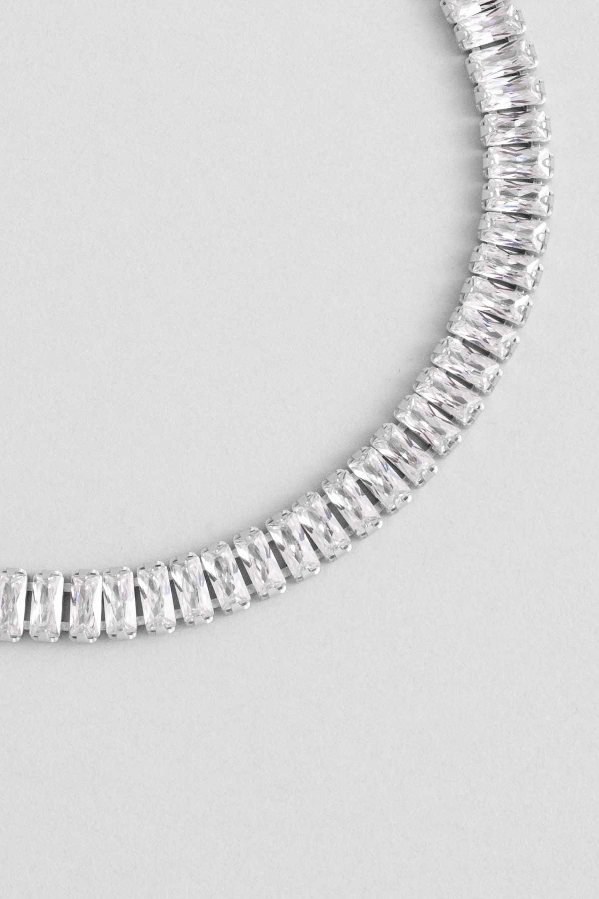 Elegant Baget 18 Ayar Beyaz Altın Kaplama Gümüş Asansörlü Bileklik 5167900199