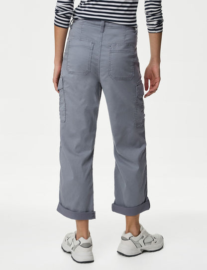 Lyocell™ Straight Leg Crop Kargo Pantolon