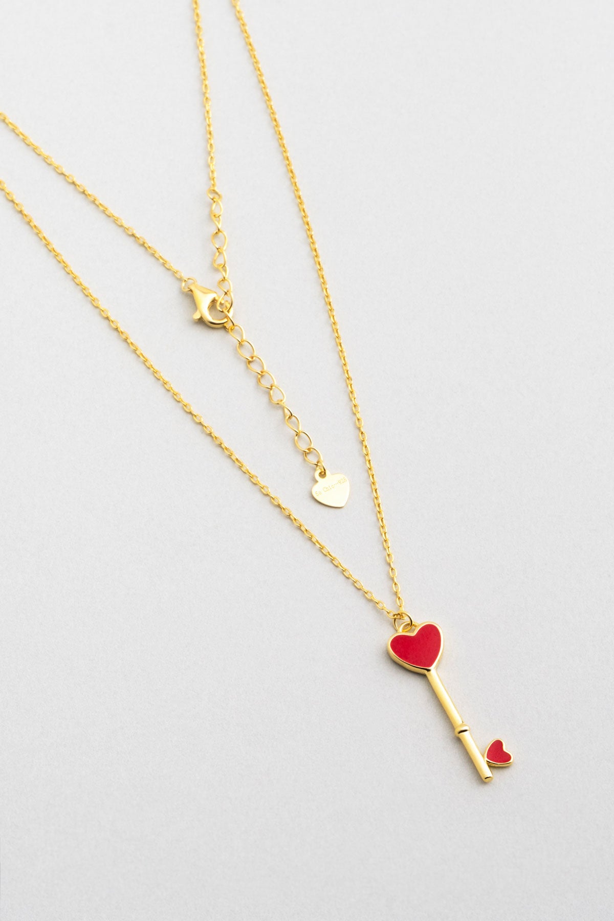 Aşk Anahtarı 18 Ayar Sarı Altın Kaplama 45 Cm Gümüş Kolye 5169560844