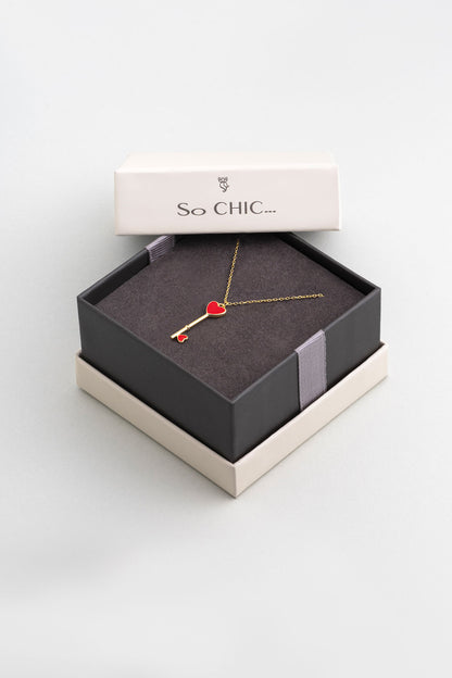 Aşk Anahtarı 18 Ayar Sarı Altın Kaplama 45 Cm Gümüş Kolye 5169560844