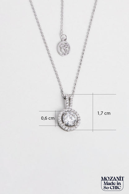 Mozanit Zarafeti 18 Ayar Beyaz Altın Kaplama 46 Cm Gümüş Kolye 5170380199