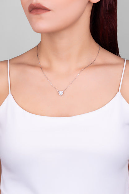 Romantik Mozanit 18 Ayar Beyaz Altın Kaplama 46 Cm Gümüş Kolye 5170390199