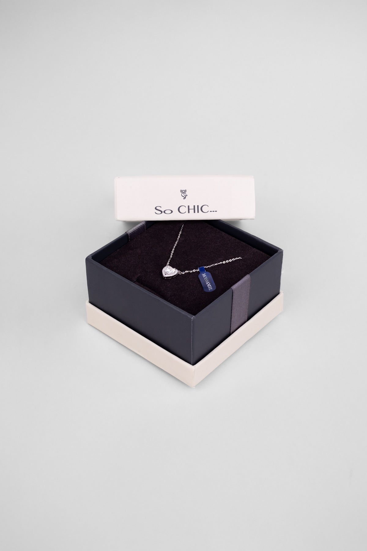 Romantik Mozanit 18 Ayar Beyaz Altın Kaplama 46 Cm Gümüş Kolye 5170390199