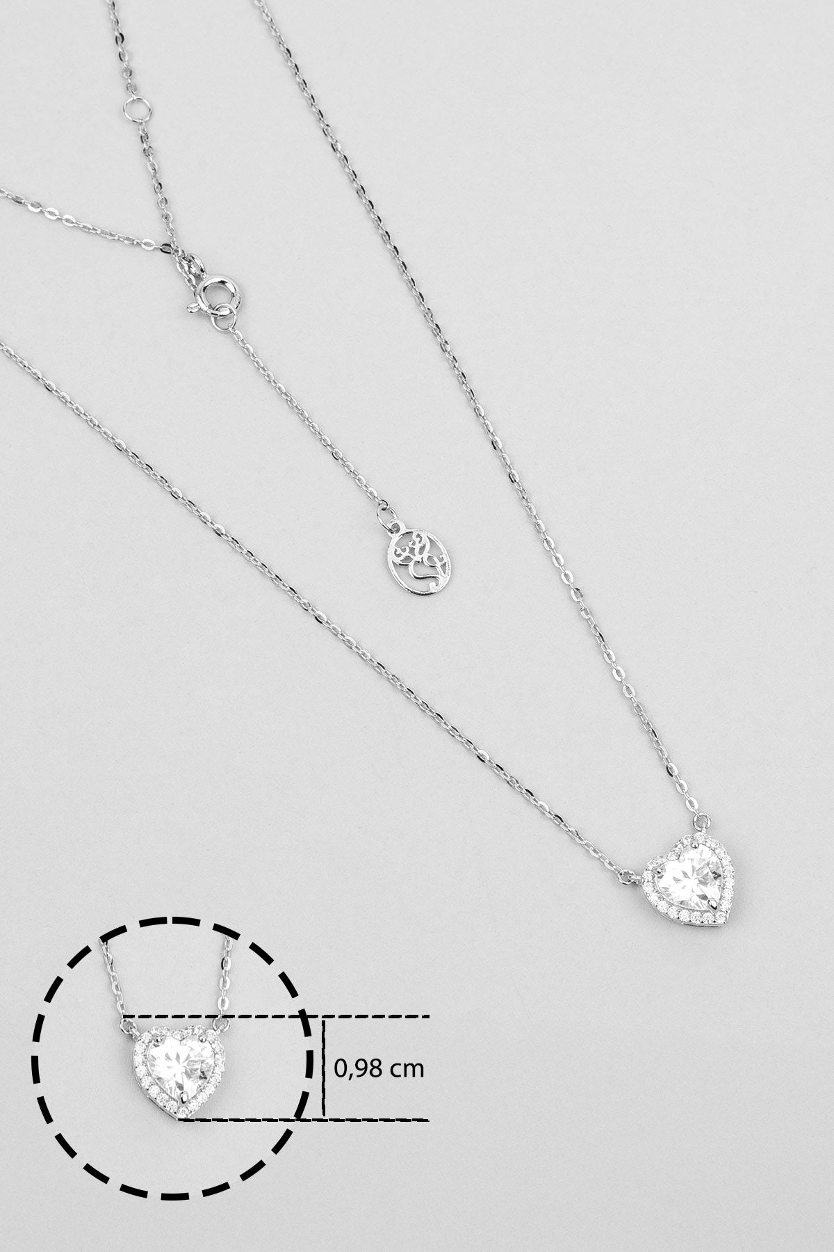 Romantik Mozanit 18 Ayar Beyaz Altın Kaplama 46 Cm Gümüş Kolye 5170390199