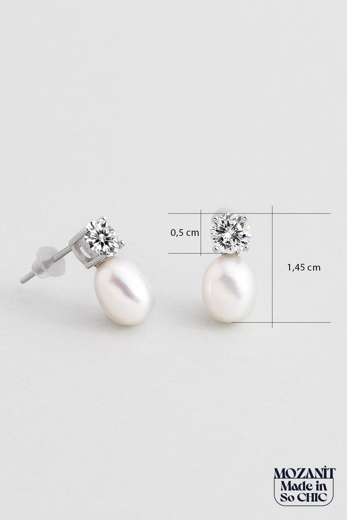 Mozanit Rüyası 18 Ayar Beyaz Altın Kaplama Inci Taşlı Gümüş Küpe 5170416299