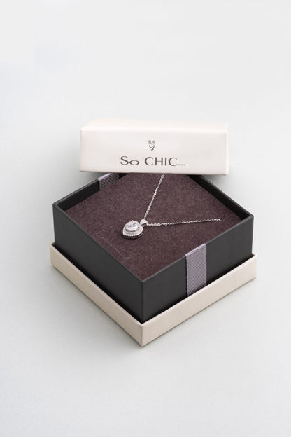 Kalp Mozanit 18 Ayar Beyaz Altın Kaplama 44 Cm Gümüş Kolye 5170430199