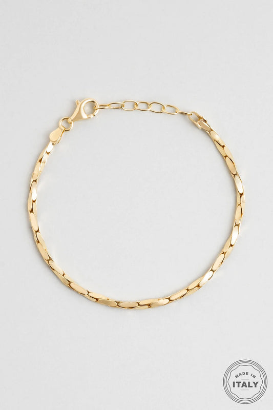 Italyan Tasarım 18 Ayar Sarı Altın Kaplama 19 Cm Gümüş Bileklik 5170564499