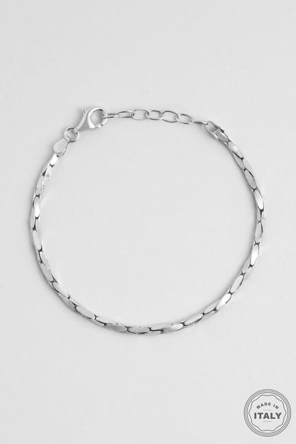 Italyan Tasarım 18 Ayar Beyaz Altın Kaplama 19 Cm Gümüş Bileklik 5170569999