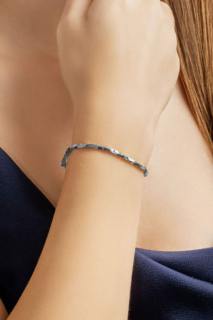 Italyan Tasarım 18 Ayar Beyaz Altın Kaplama 19 Cm Gümüş Bileklik 5170569999