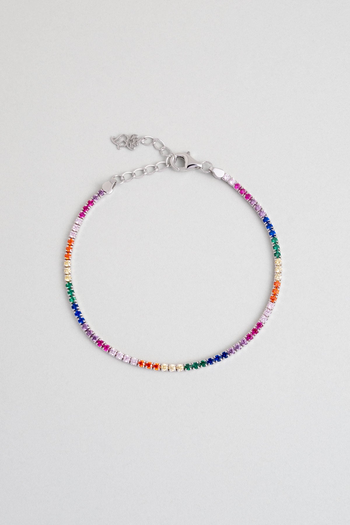 Gökkuşağı 18 Ayar Beyaz Altın Kaplama 19 Cm Gümüş Su Yolu Bileklik 5170821399