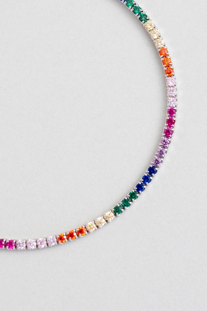 Gökkuşağı 18 Ayar Beyaz Altın Kaplama 19 Cm Gümüş Su Yolu Bileklik 5170821399