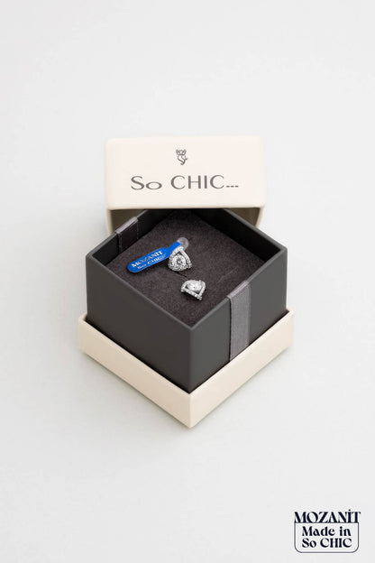 Mozanit Işıltısı 18 Ayar Beyaz Altın Kaplama Gümüş Küpe 5170890199