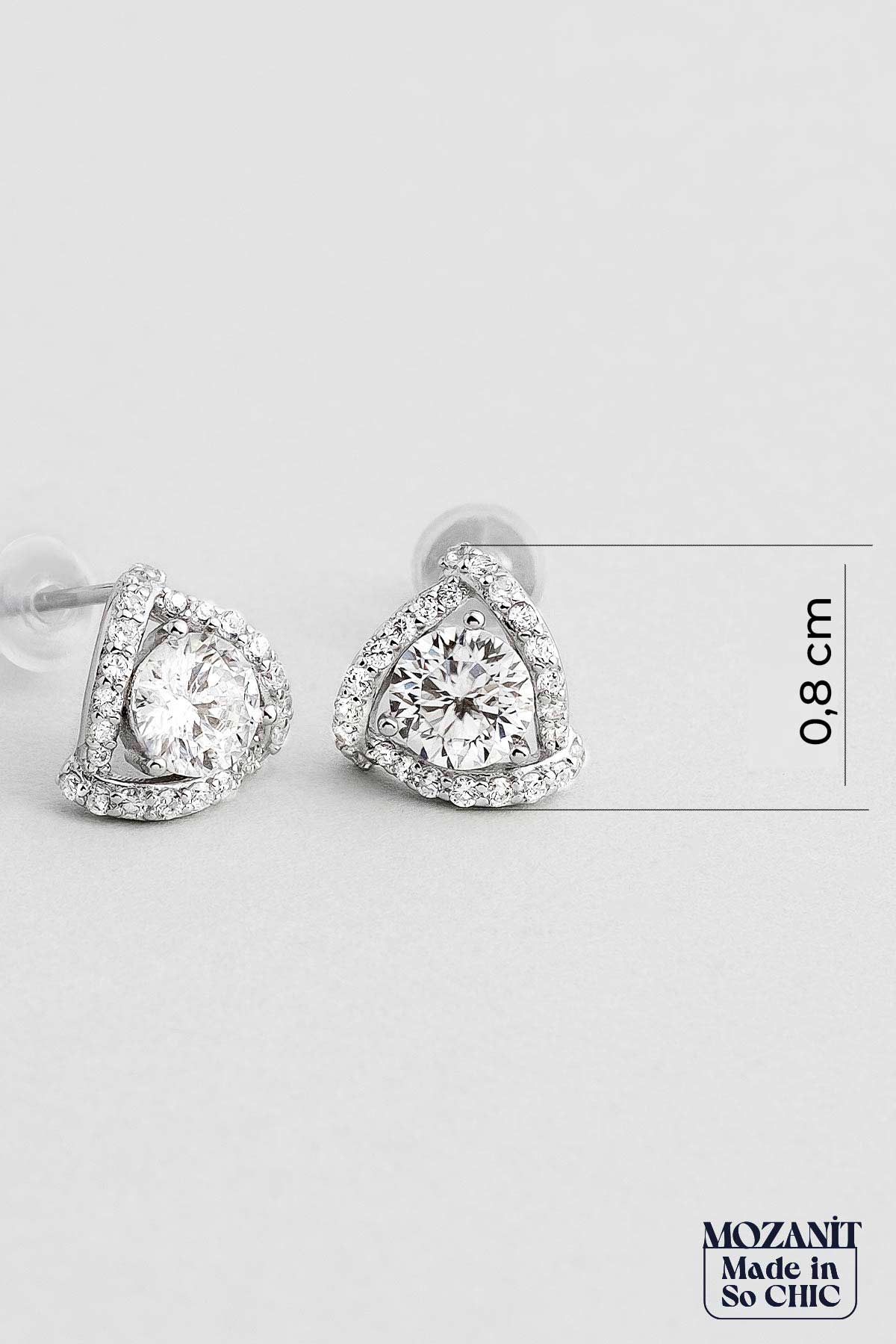 Mozanit Işıltısı 18 Ayar Beyaz Altın Kaplama Gümüş Küpe 5170890199