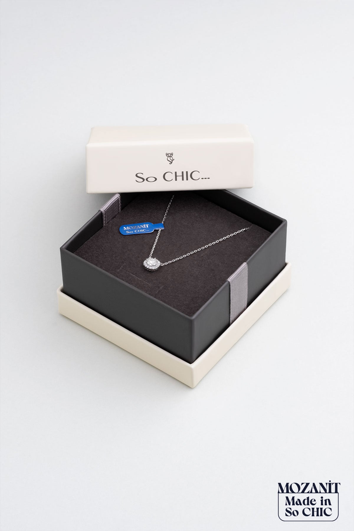 Mozanit Zarafeti 18 Ayar Beyaz Altın Kaplama 44 Cm Gümüş Kolye 5171010199