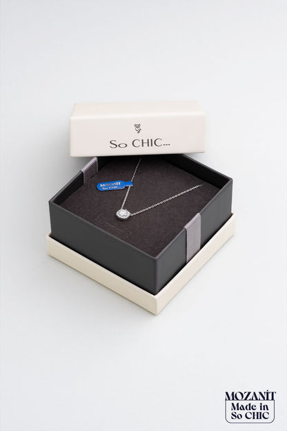 Mozanit Zarafeti 18 Ayar Beyaz Altın Kaplama 44 Cm Gümüş Kolye 5171010199