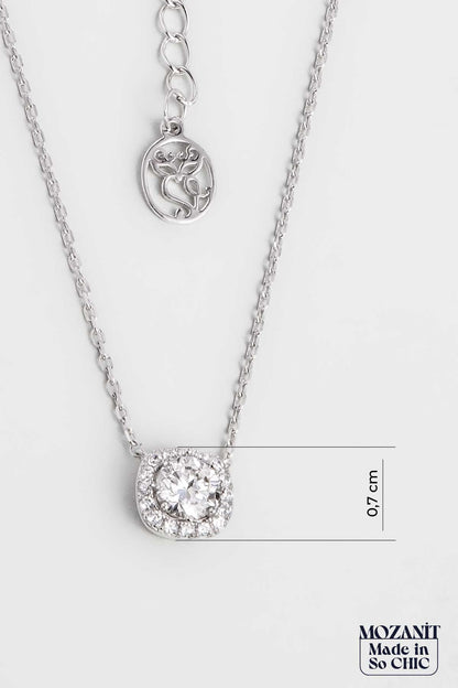 Mozanit Zarafeti 18 Ayar Beyaz Altın Kaplama 44 Cm Gümüş Kolye 5171010199