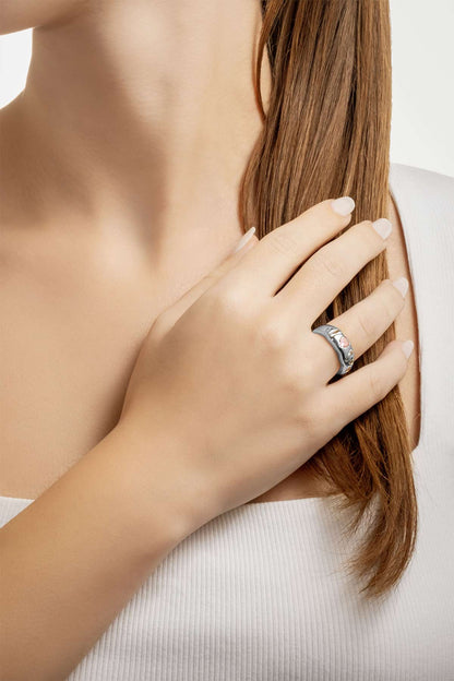 Picasso 18 Ayar Beyaz Altın Kaplama Ayarlanabilir Gümüş Yüzük 5171511399