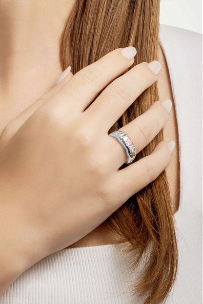 Picasso 18 Ayar Beyaz Altın Kaplama Ayarlanabilir Gümüş Yüzük 5171511399